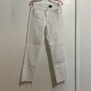 AG Stevie Ankle Slim White Denim Size 28